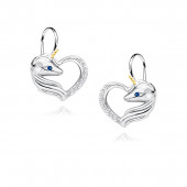 Cercei argint unicorn si inima cu pietre si tortite DiAmanti Z1728DGR_WBL-DIA